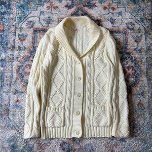 Vintage 80s Cable Knit Cardigan Sweater Medium
